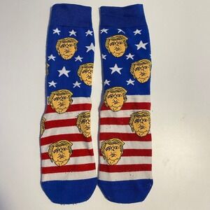 Donald Trump Socks Mens OSFM Red White Blue Patriotic MAGA USA